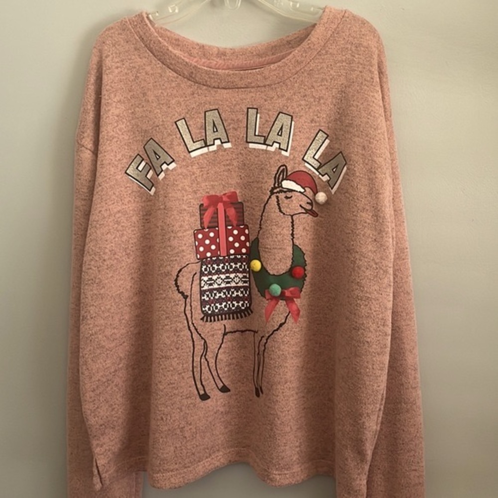 Holiday Llama Sweater Pink Size Youth XL